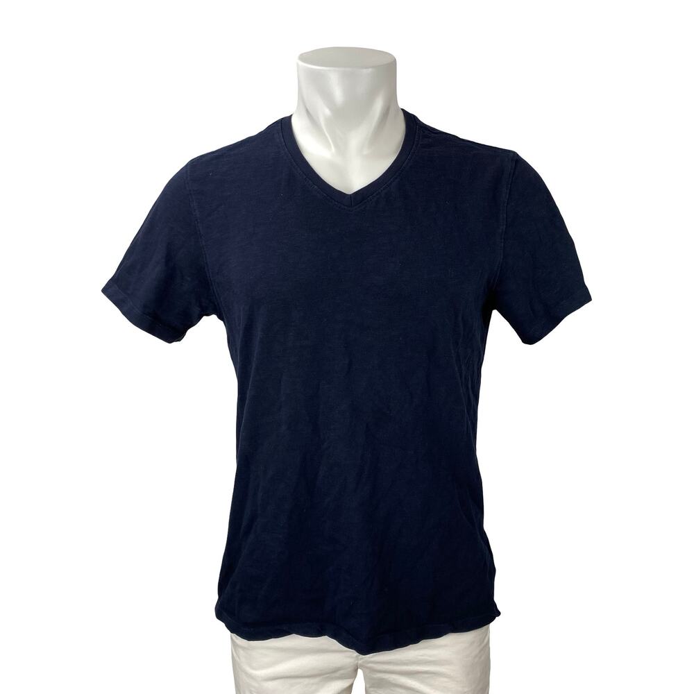 Quince Men's Navy Blue V Neck Short Sleeve Casual Plain Tee Basic T-Shirt Top M